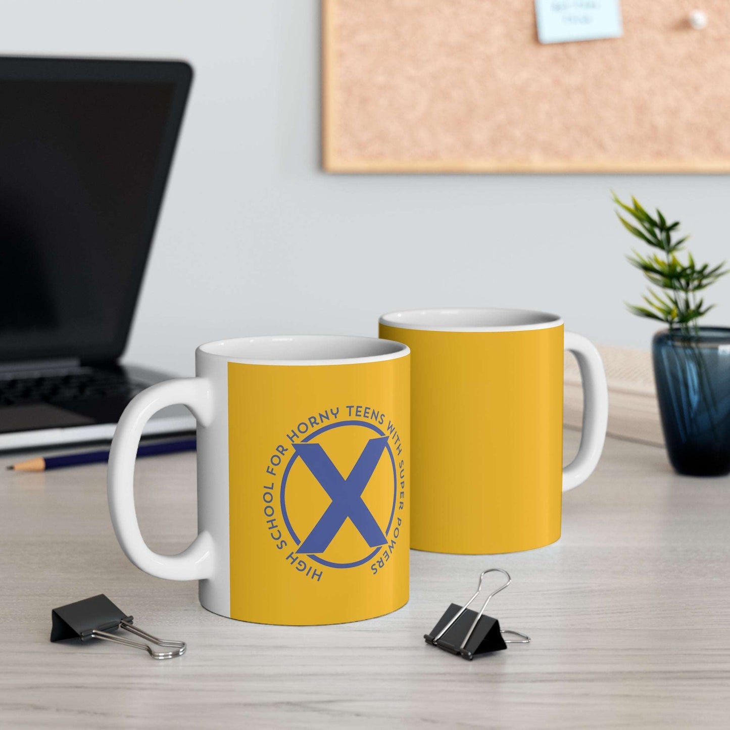 yellow funny marvel superhero x-men parody coffee mug 110z