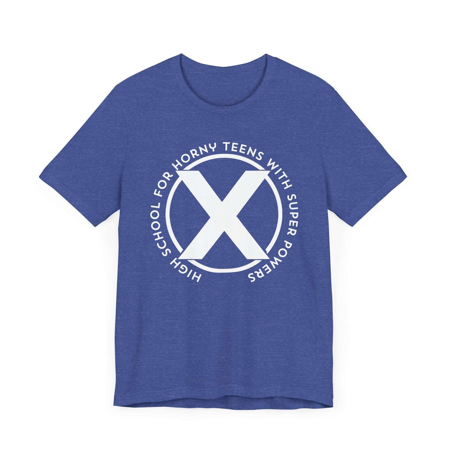 blue funny marvel superhero x-men parody tee shirt