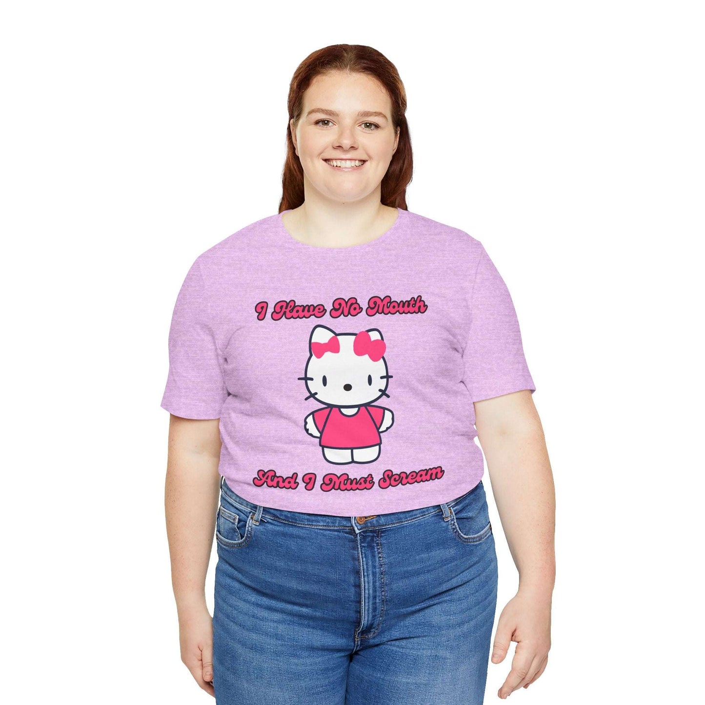 purple funny hello kitty parody tee shirt i have no mouth and i must scream