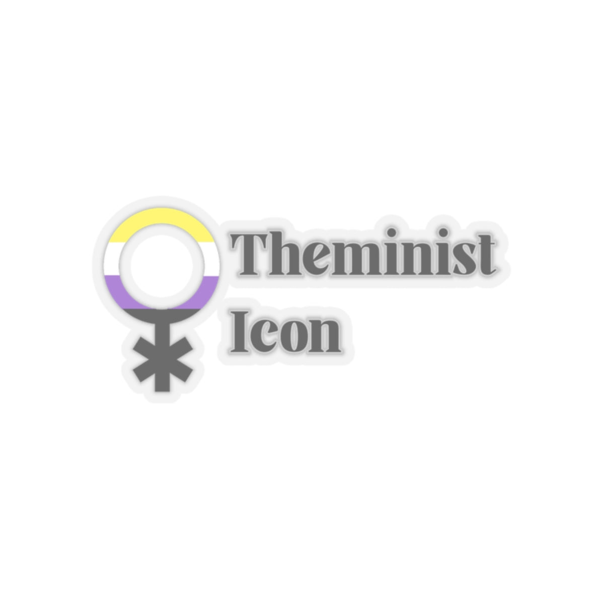 Nonbinary Pride Theminist Icon Kiss-Cut Sticker Printify
