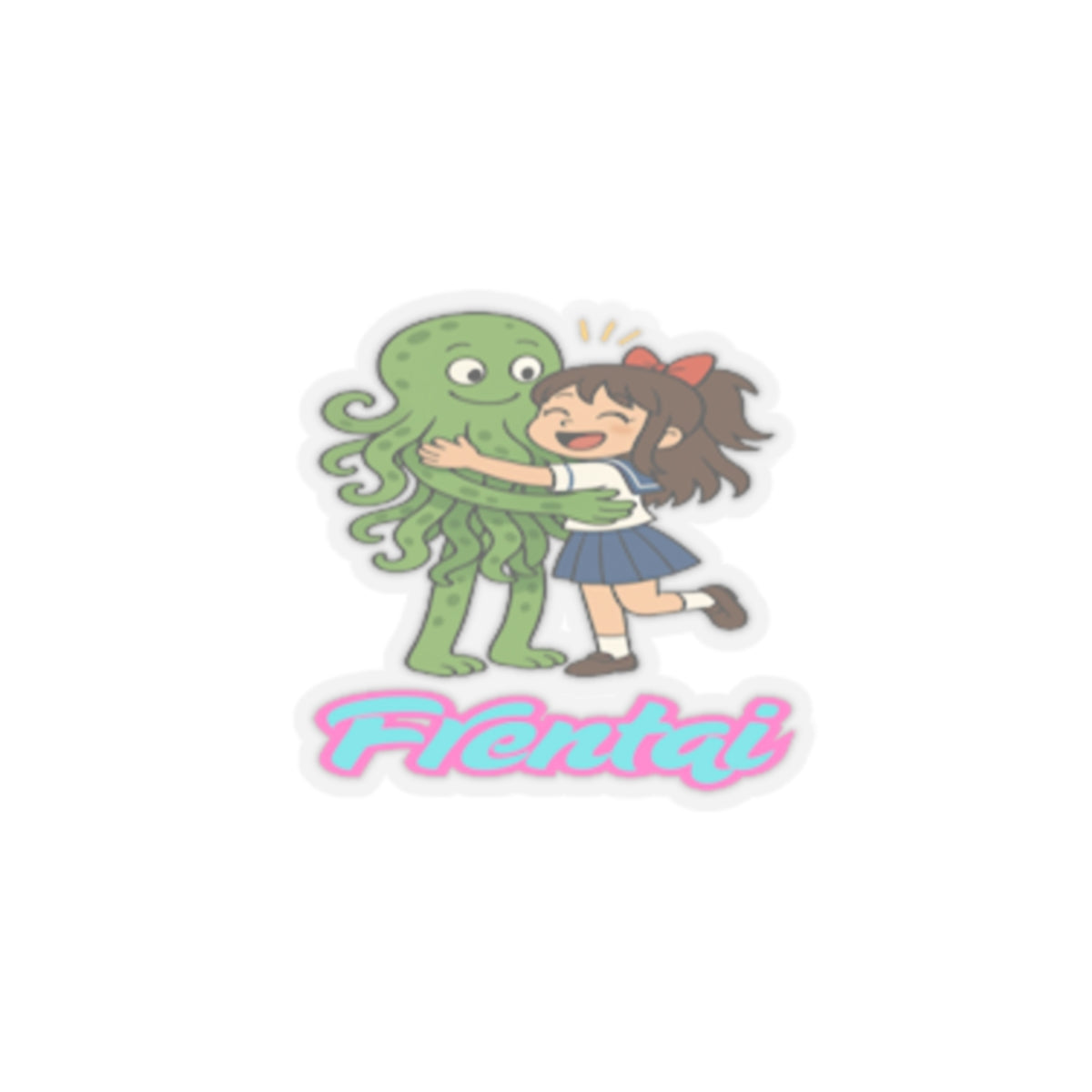funny anime sticker hentai parody tentacle monster hugging anime girl