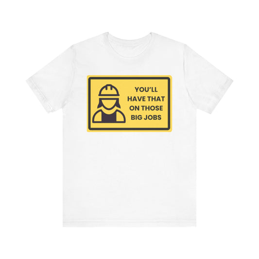 white funny construction worker graphic tee
