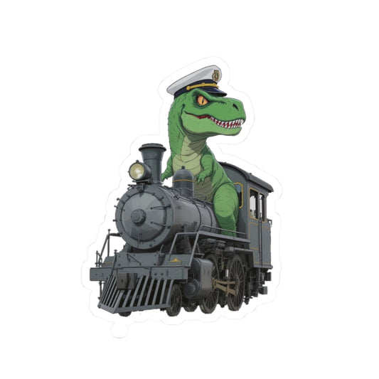 Dinosaur on a Train Stickers Printify