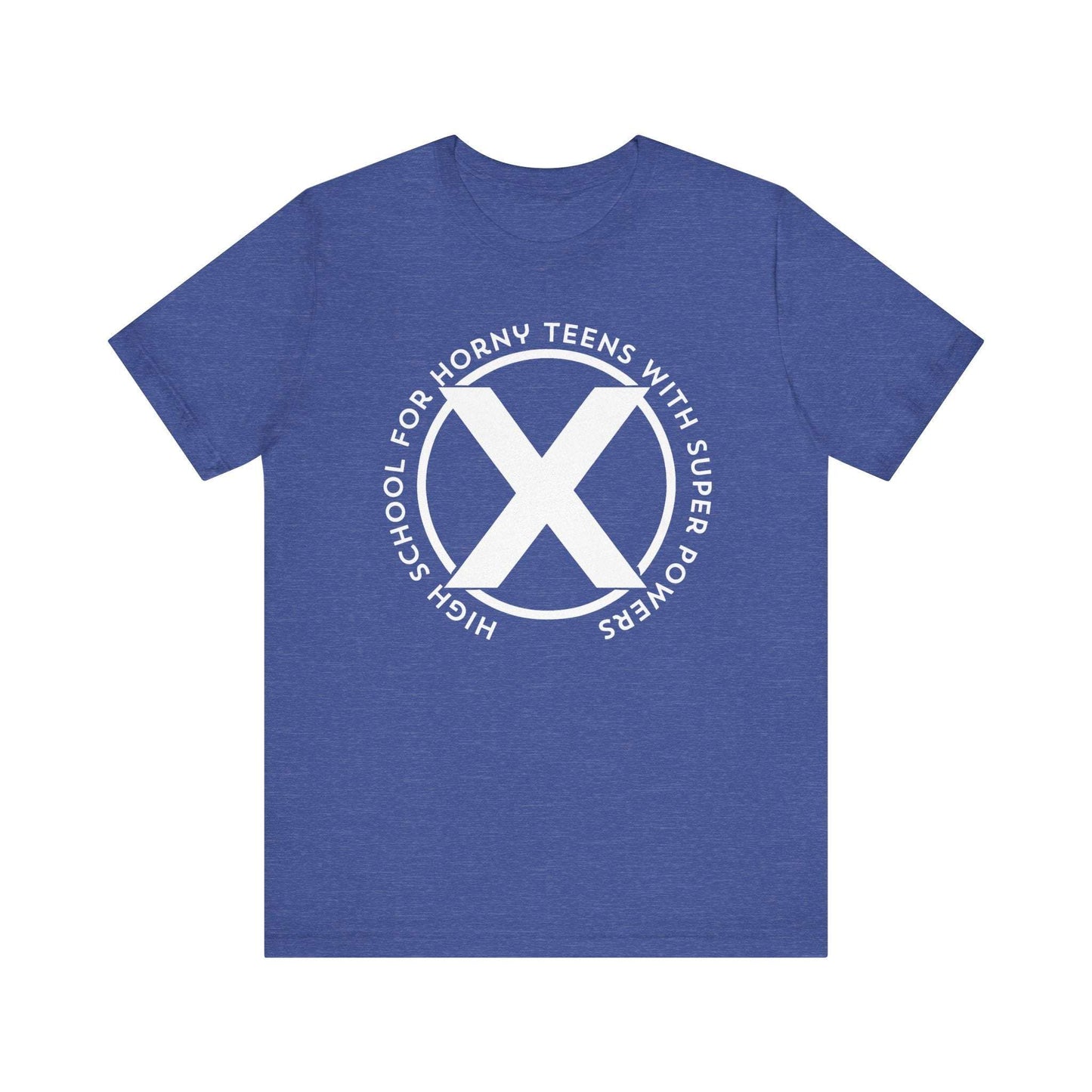blue funny marvel superhero x-men parody tee shirt