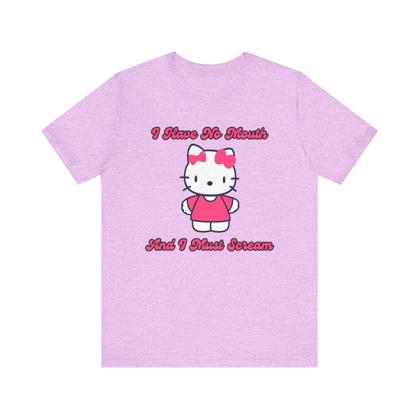 purple funny hello kitty parody tee shirt i have no mouth and i must scream